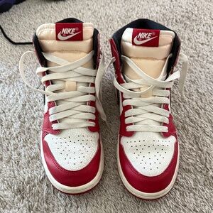 Air Jordan 1 Nike Kids Red and White Sneakers